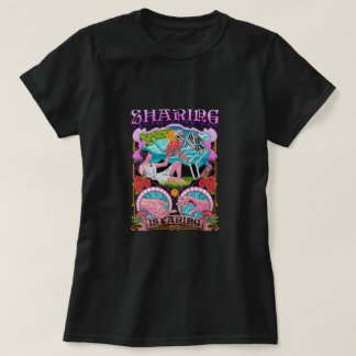trendig grafisk svart t-shirt för kvinnor