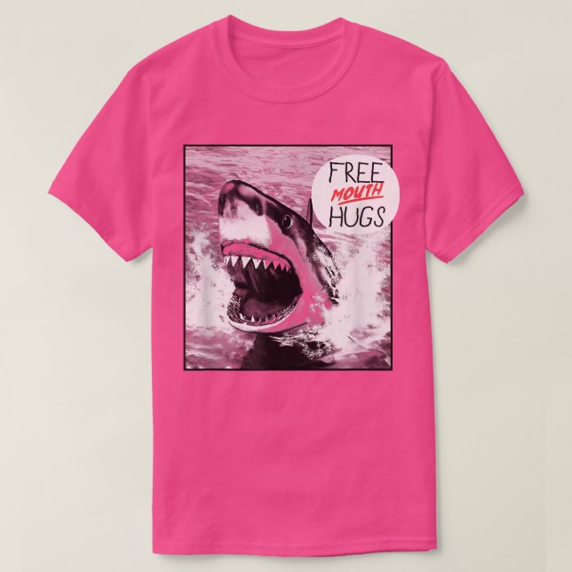 Trendig grafisk vit haj gratis munn hugger  t shirt (Design framsida)