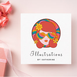 Trendig Graphic Designer Illustrator Social Media Fyrkantigt Visitkort