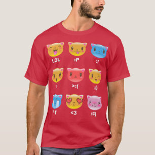 Trendig Graphic Kitten Emotion Emojis T Shirt