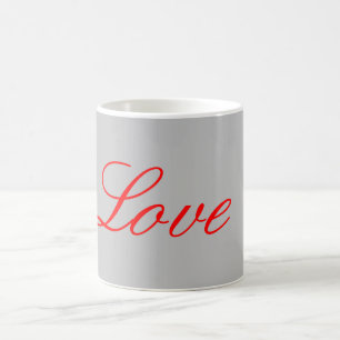 Trendig Grått Background Red Kärlek Bröllop Kaffemugg