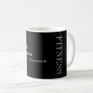 Trendig Grått Black Fitness Sport Lägg till Namn Kaffemugg