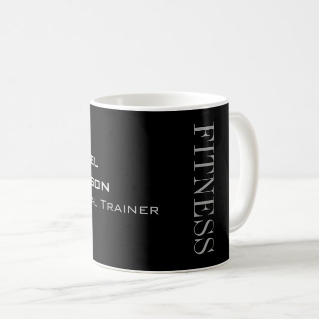 Trendig Grått Black Fitness Sport Lägg till Namn Kaffemugg (Framsida höger)