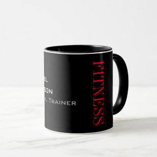 Trendig Grått Black Fitness Sport Lägg till Namn Mugg
