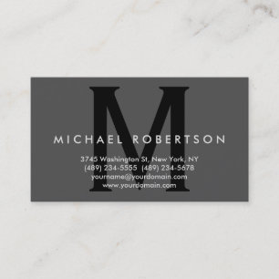 Trendig Grått Black Monogram Minimal Affärskort Visitkort