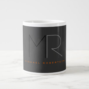 Trendig Grått Black Monogram Plain Jumbo Mugg