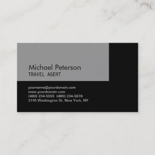 Trendig Grått Black Travel Agent Affärskort Visitkort