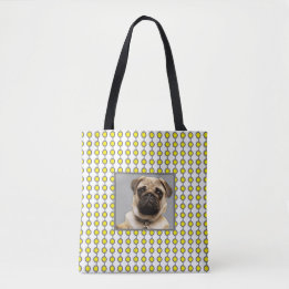 Trendig Grått Gult Geometric Mönster och Pet Photo Tygkasse