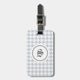 Trendig-grått-houndstooth med monogram bagagebricka