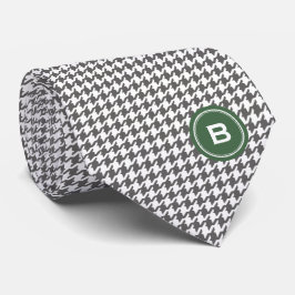 Trendig-grått-houndstooth med monogram slips