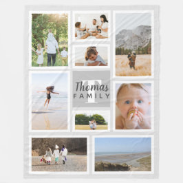 Trendig Grått Monochrome Family Photo Collage Fleecefilt