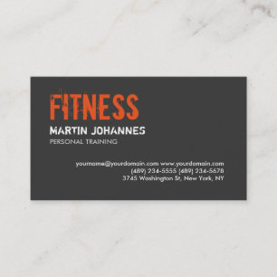 Trendig Grått Orange Personal Trainer Affärskort Visitkort
