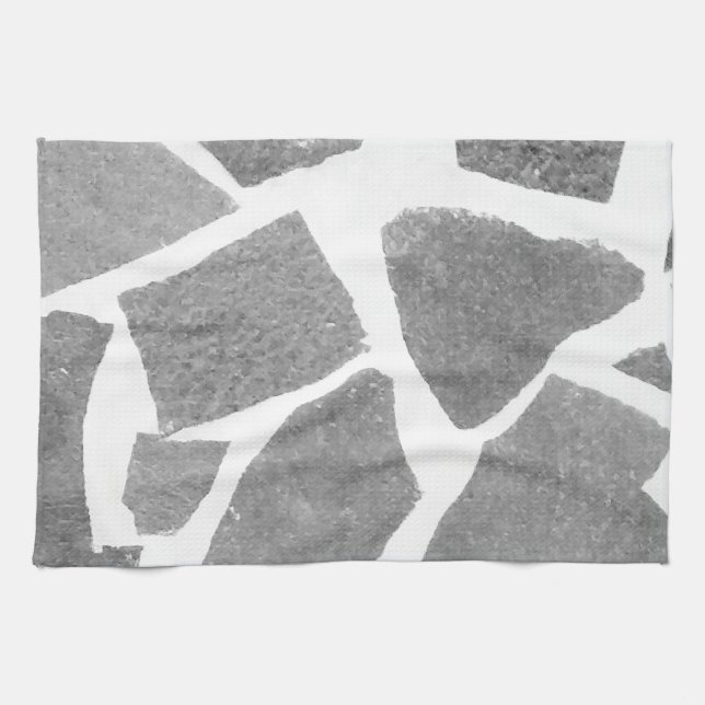 Trendig Grått White Tile Mönster, stenbrickor Kökshandduk (Horisontell)