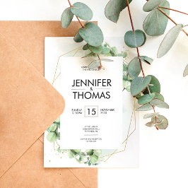 Trendig greenery eucalyptus bröllop förlovning inbjudningar