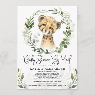 Trendig Grey Guld Baby Leopard Shower efter post Inbjudningar