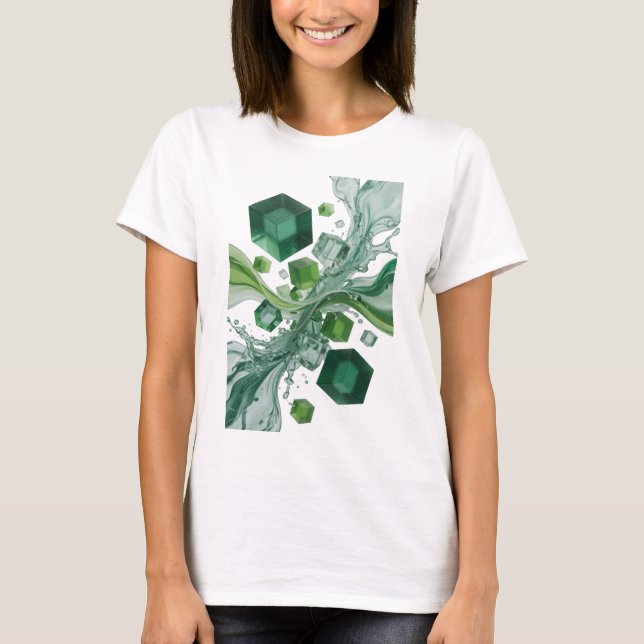 Trendig Grön ABSTRAKT KONST Konsttryck T Shirt (Framsida)