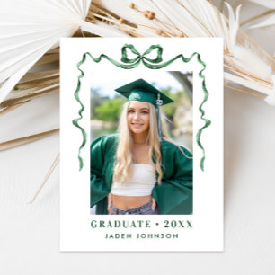 Trendig grön banderoll för foto till examensfest vykort