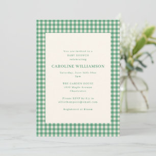 Trendig grön rutig baby shower-inbjudan inbjudningar
