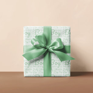 Trendig grön skript typografi pojke baby shower presentpapper