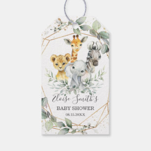 Trendig Grönska Djur i Djungeln Baby Shower Födels Presentetikett