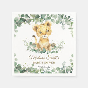 Trendig grönska Söt lejonpojke Baby Shower Pappersservett