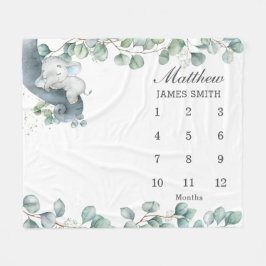 Trendig grönska Sövande elefant Månatlig milstolpe Fleecefilt