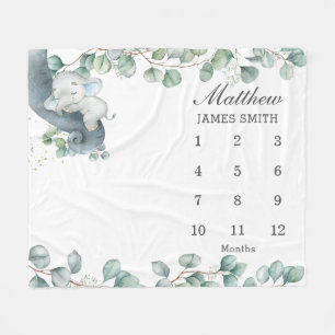 Trendig grönska Sövande elefant Månatlig milstolpe Fleecefilt