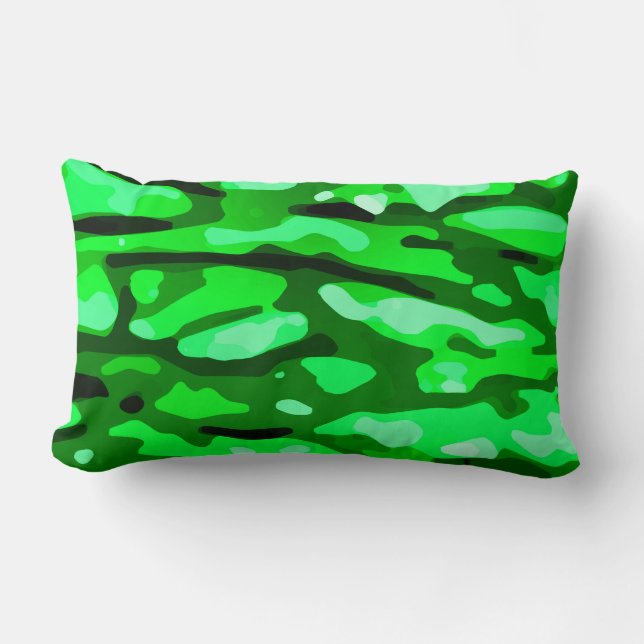 Trendig Grönt Camo Mönster Lumbarkudde (Framsida)