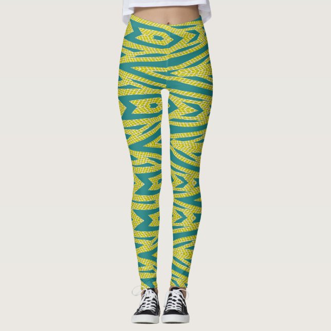 Trendig grönt färg mönster "Ratti_Kreativ_Arts" Leggings (Framsida)