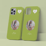 Trendig grönt foto och namn personlig modern<br><div class="desc">Lägg till ditt fotomonogram och namn personlig grönt iphone case. Perfekt är en viktig gåva till en flicka på födelsedagen,  Sweet 16,  Quinceanera,  jul,  Alla hjärtans dag,  studenten eller något annat tillfälle.</div>