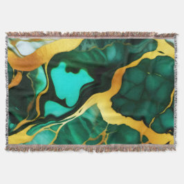 Trendig Grönt gult Guld faux marble Filt