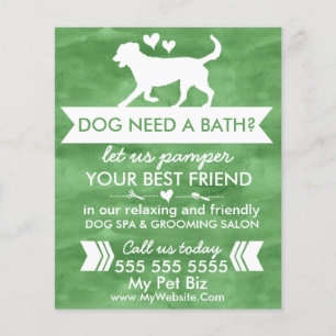 Trendig Grönt Hund Grooming Flyer - anpassningsbar