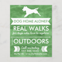 Trendig Grönt Hund Silhouette Dog Walker Flyer