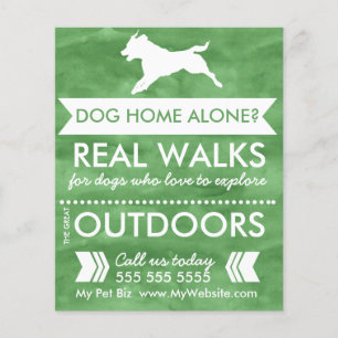 Trendig Grönt Hund Silhouette Dog Walker Flyer