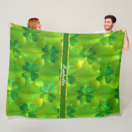 Trendig Grönt Klöver 4 listsamling Fleecefilt