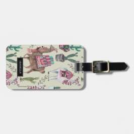 Trendig grönt Llamas Cactus | Resesemester Bagagebricka