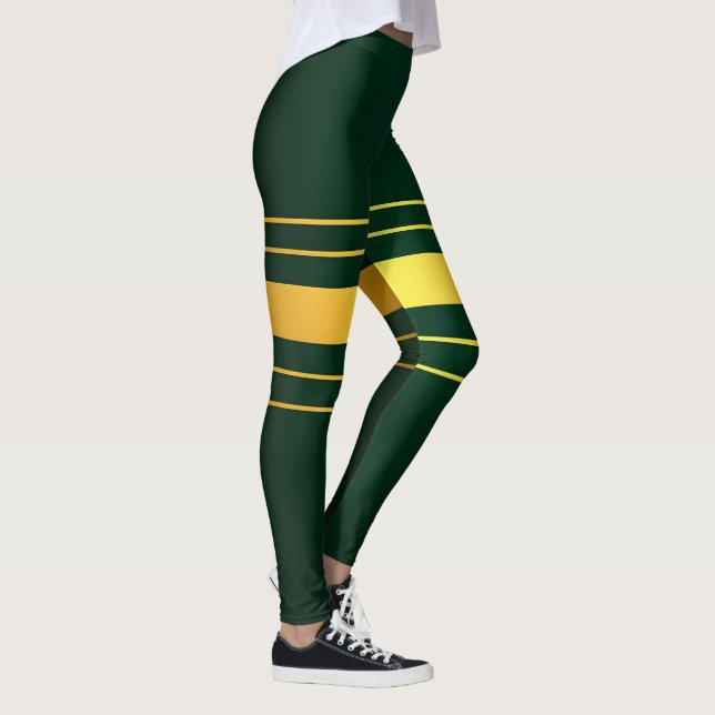 Trendig Grönt Luxury Linen Struktur Collection Leggings (Höger)