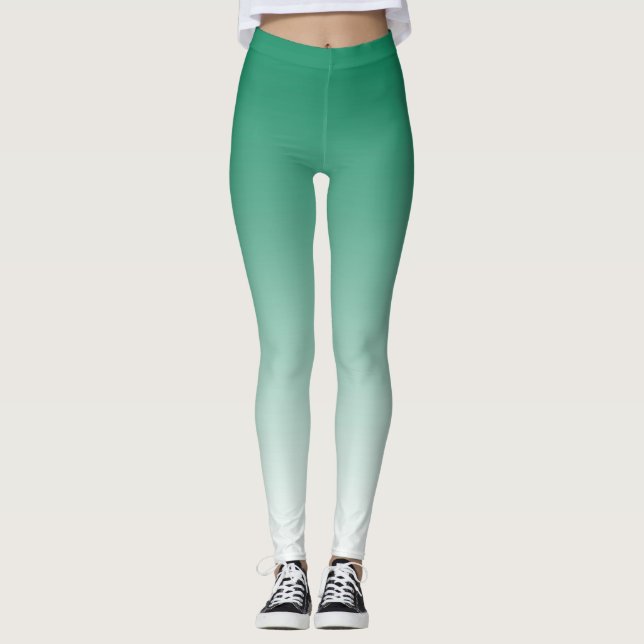 Trendig Grönt och vita ben Leggings (Framsida)