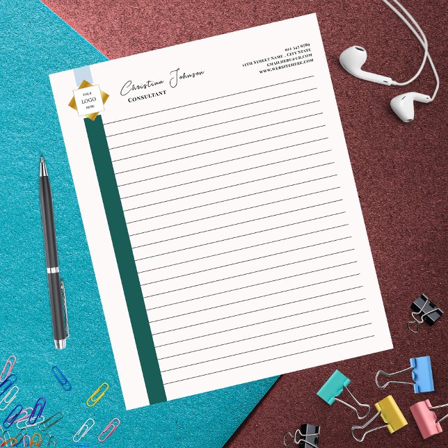 Trendig Grönt Rand Guld Logotyp Anteckningsblock (Skapare uppladdad)