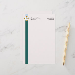 Trendig Grönt Rand Guld Logotyp Brevpapper