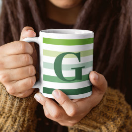 Trendig Grönt Rand med Monogram Kaffemugg