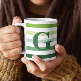 Trendig Grönt Rand med Monogram Kaffemugg