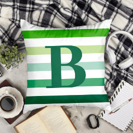 Trendig Grönt Rand med Monogram Kudde