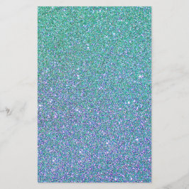 Trendig Grönt Teal Blue Glitter Mönster Brevpapper