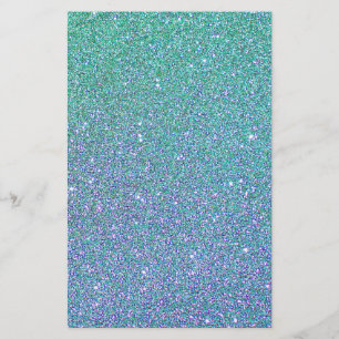 Trendig Grönt Teal Blue Glitter Mönster Brevpapper