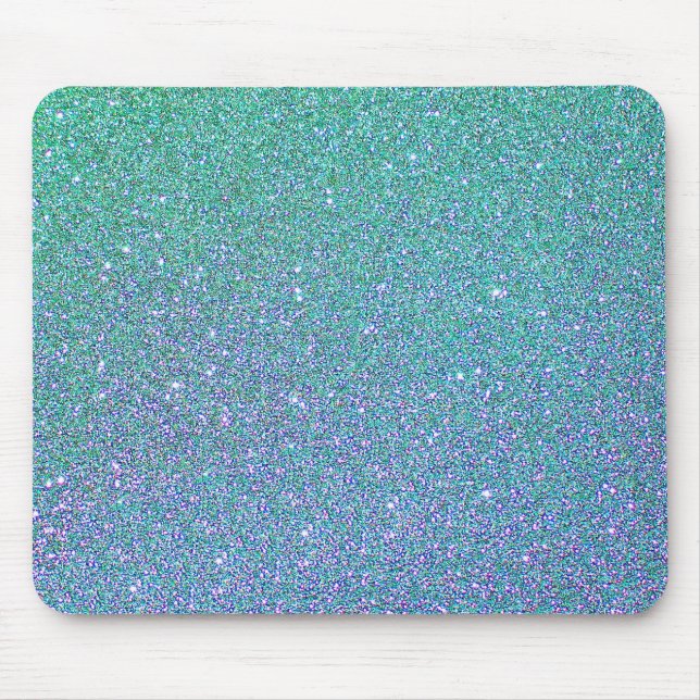 Trendig Grönt Teal Blue Glitter Mönster Musmatta (Framsidan)