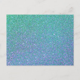 Trendig Grönt Teal Blue Glitter Mönster Vykort