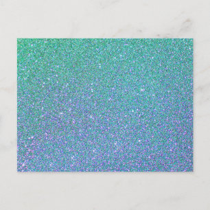 Trendig Grönt Teal Blue Glitter Mönster Vykort