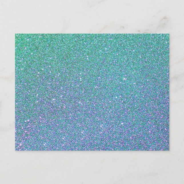Trendig Grönt Teal Blue Glitter Mönster Vykort (Framsida)