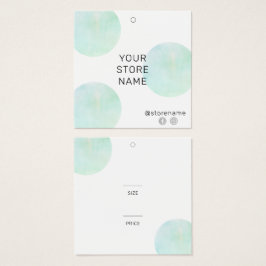 Trendig Grönt Vattenfärgstreck Boutique Pris Märkr Fyrkantigt Visitkort